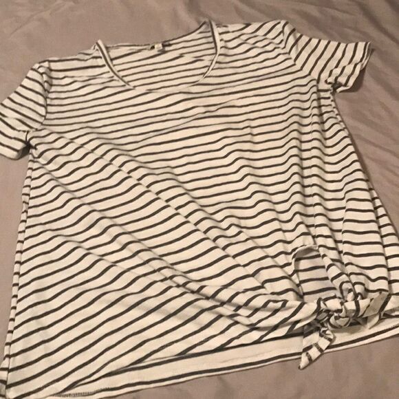 Umgee Side Tie Stripe T-Shirt - Size Small - Picture 1 of 4